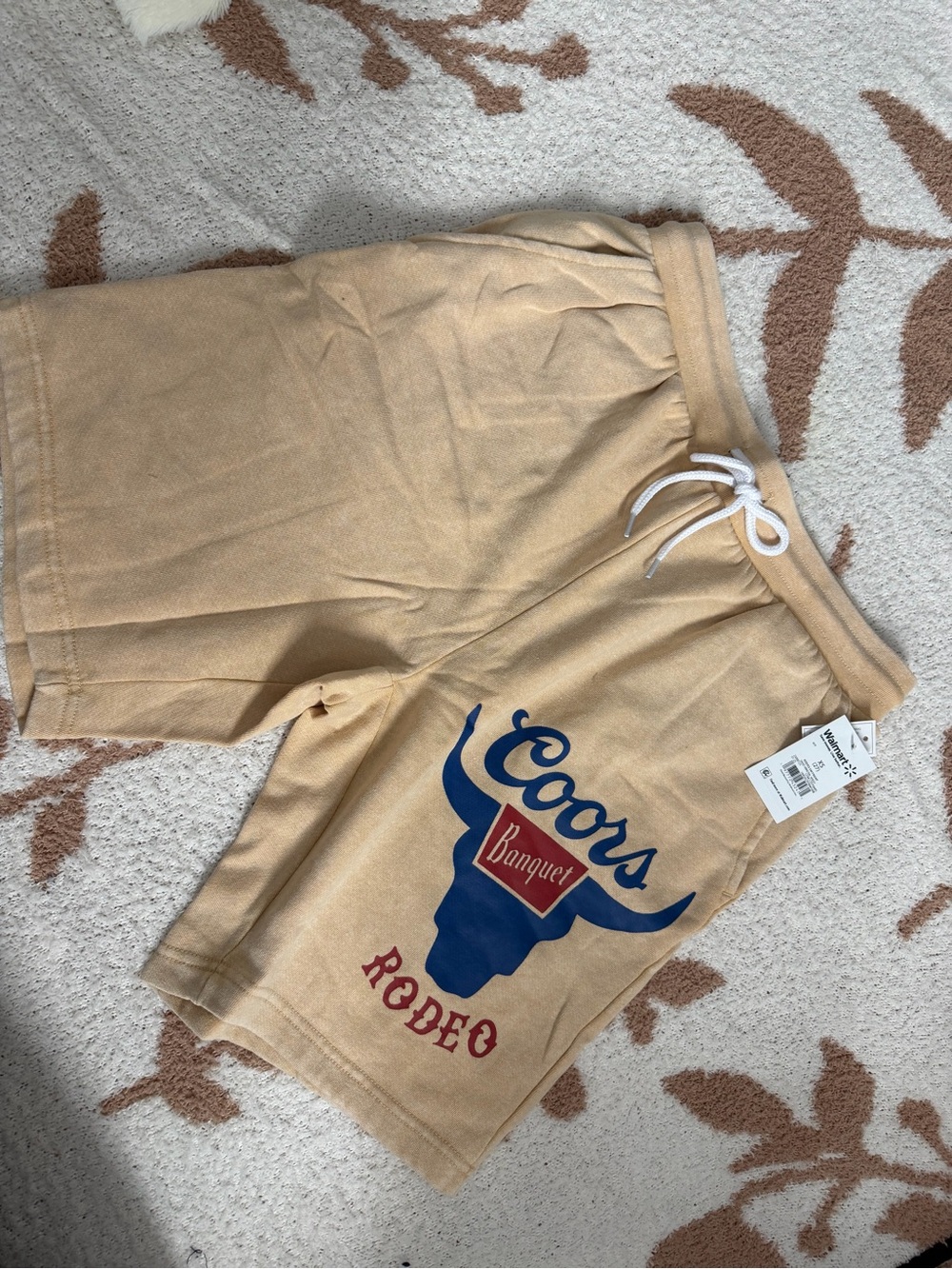 Tan Terry Drawstring Shorts with Front Pocket